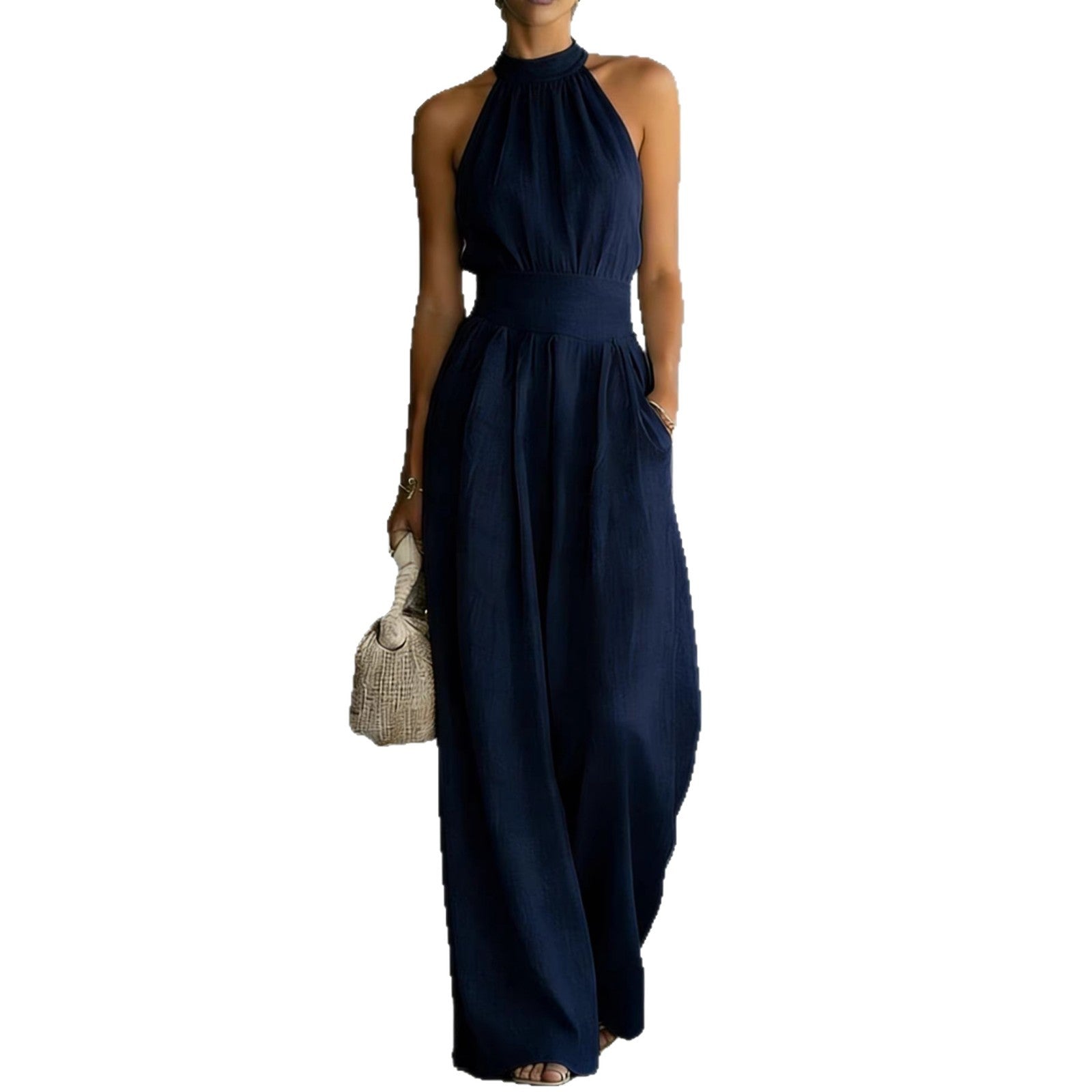 Sleeveless Halter Loose Jumpsuit