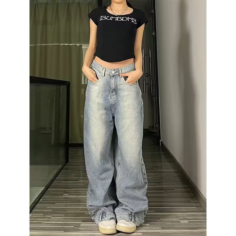 Wide-Leg Distressed Denim Bell-Bottoms
