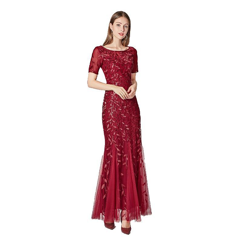 Lace Embroidered Evening Dress