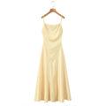 Cross-Back Lace-Up Satin Slip Dress