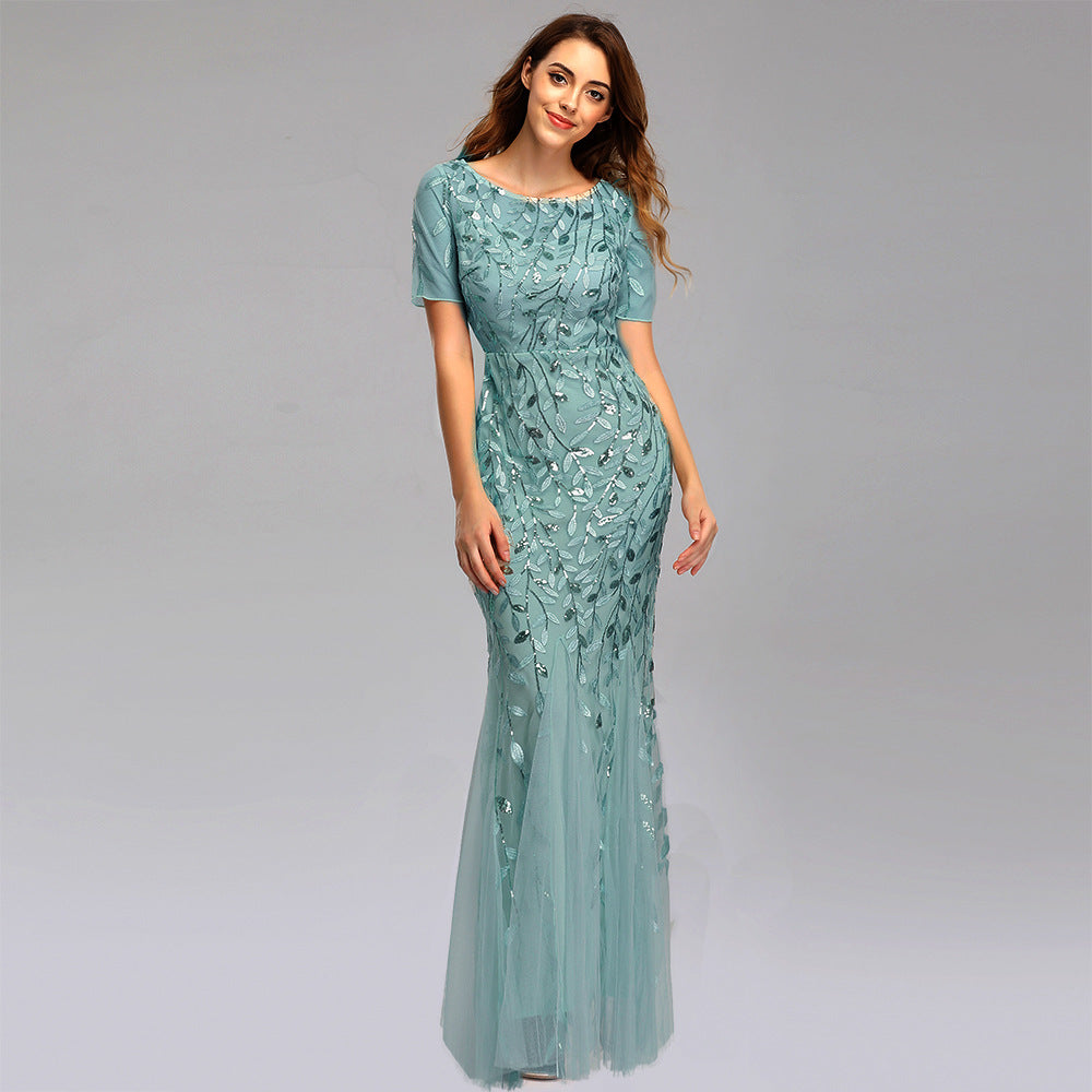 Lace Embroidered Evening Dress