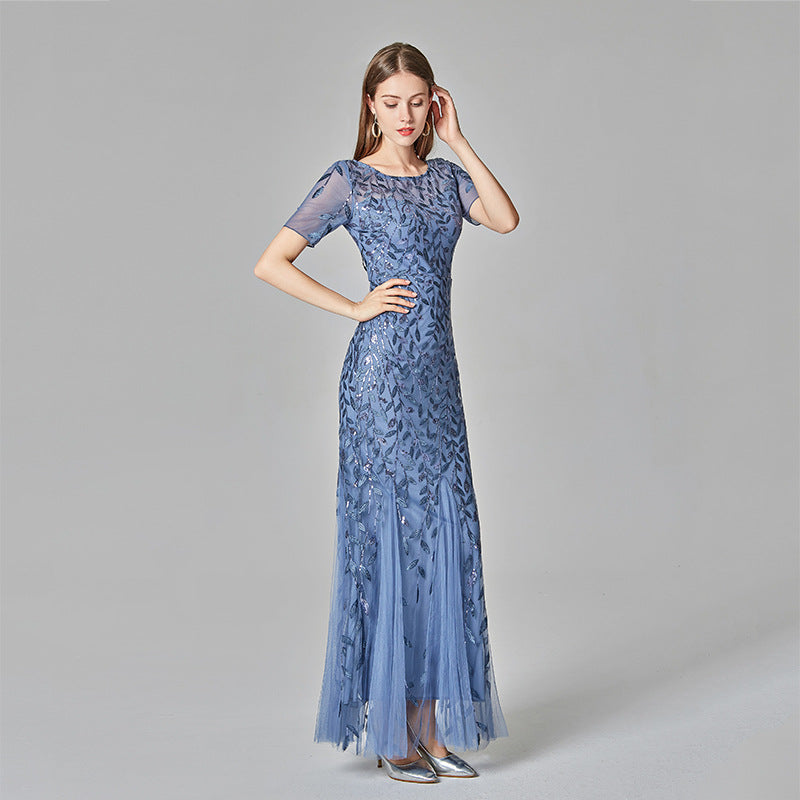 Lace Embroidered Evening Dress