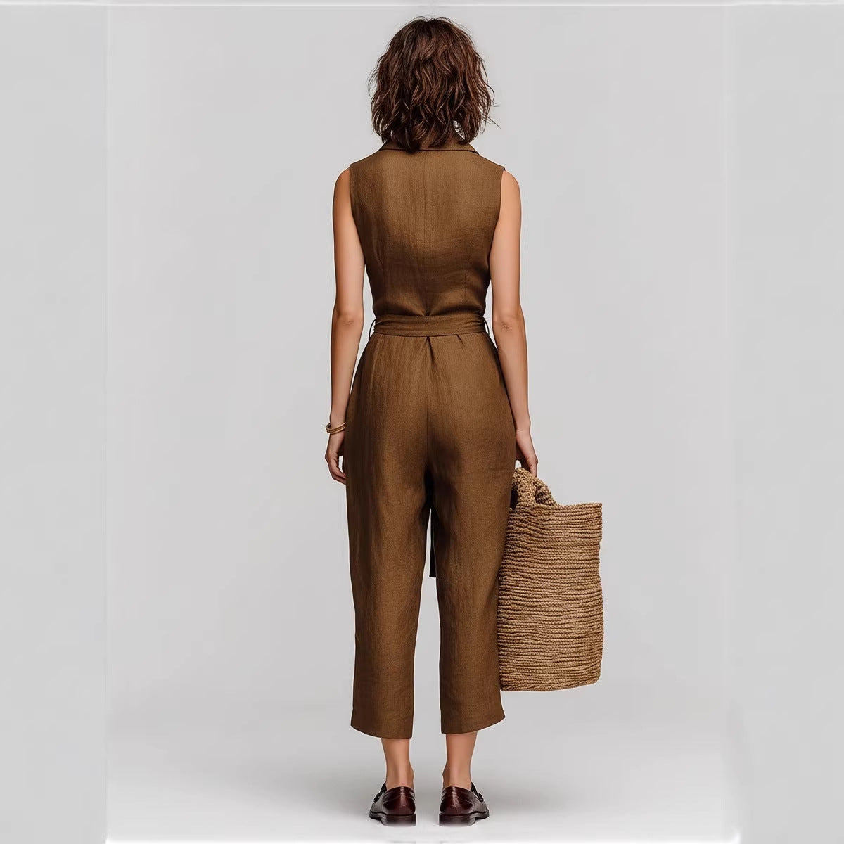 High-Waist Wide-Leg Lace-Up Jumpsuit