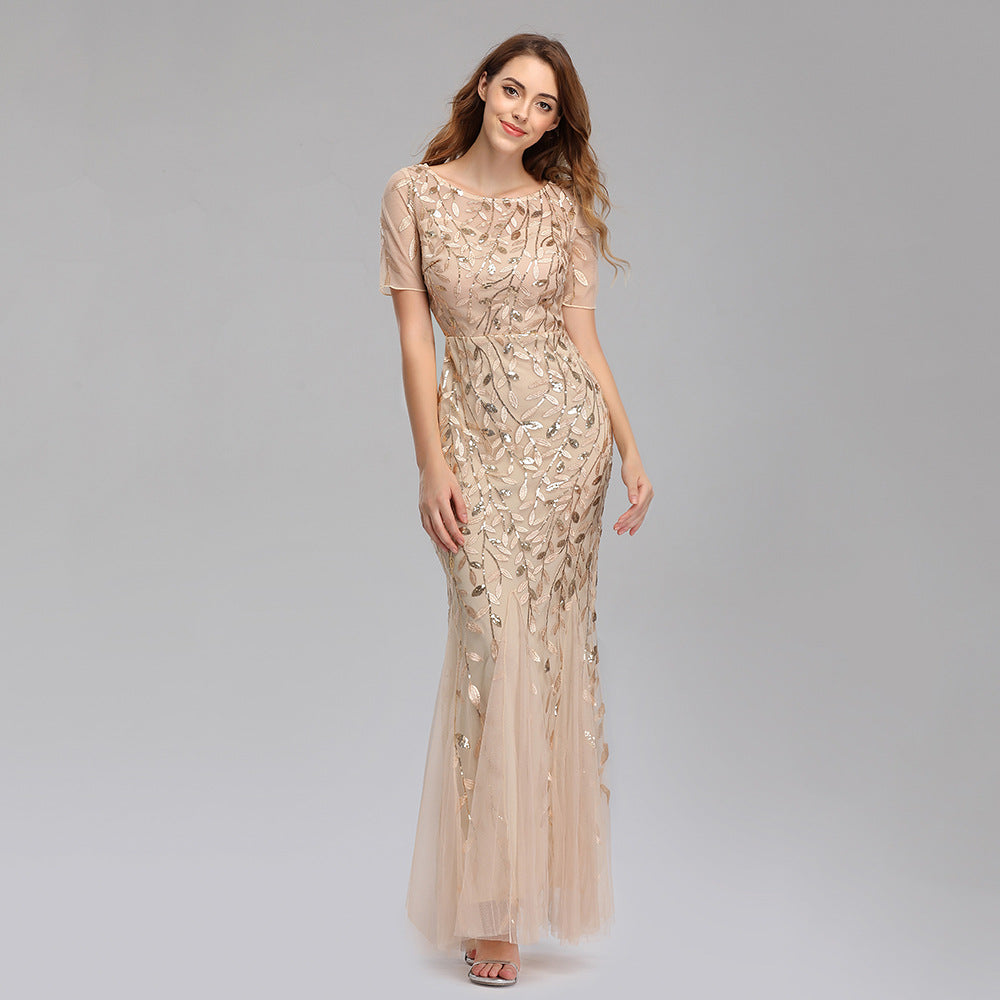 Lace Embroidered Evening Dress