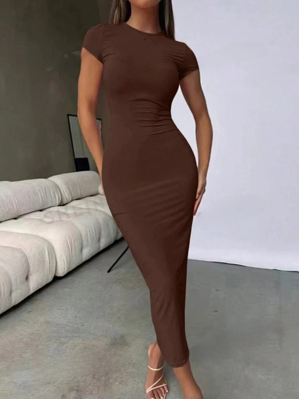 Stretchy Slim Fit Short Sleeve Dress