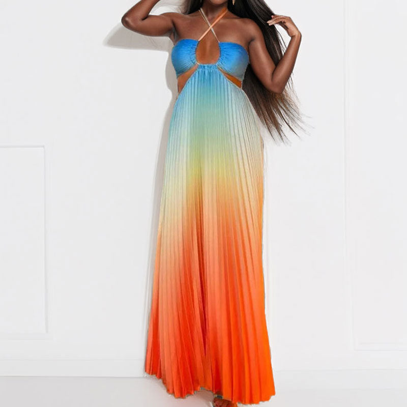 Gradient Open-Back Resort Maxi Dress