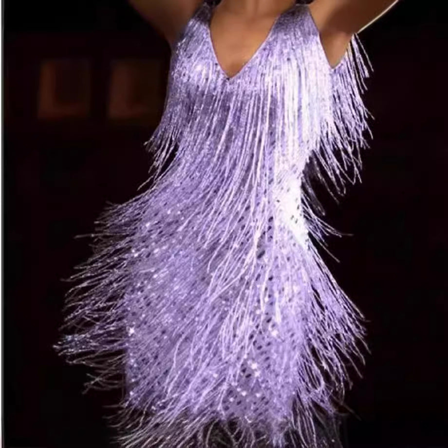 Tassel Fringe V-Neck Maxi Dress