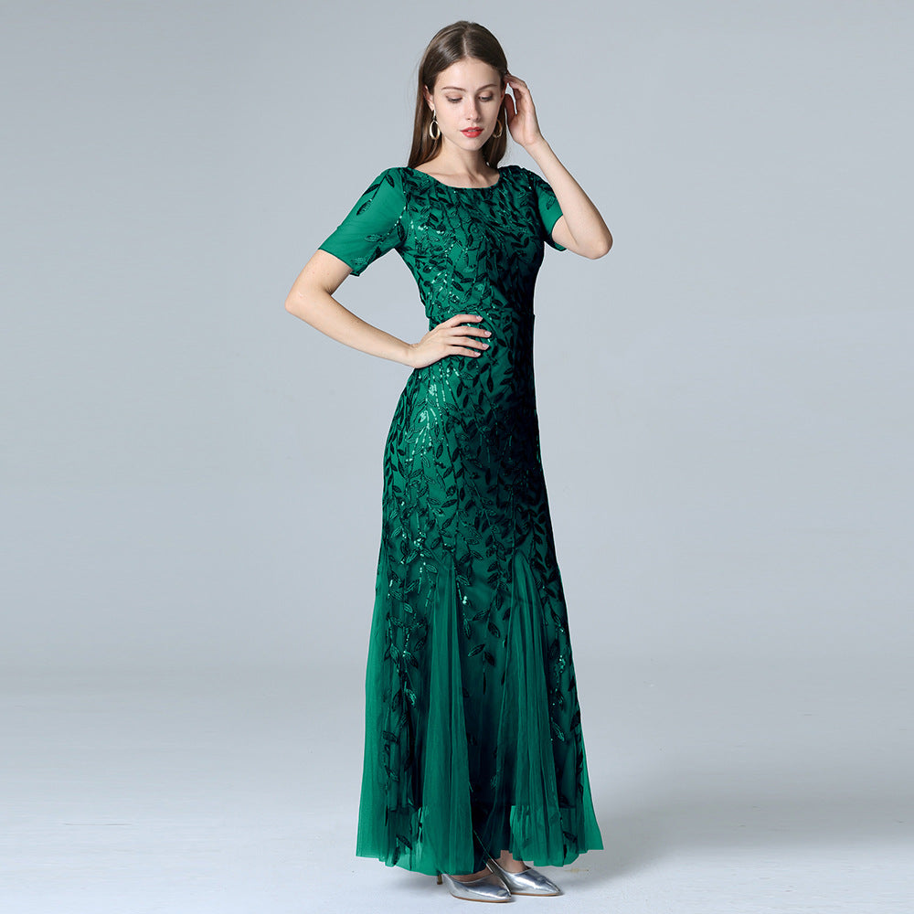 Lace Embroidered Evening Dress