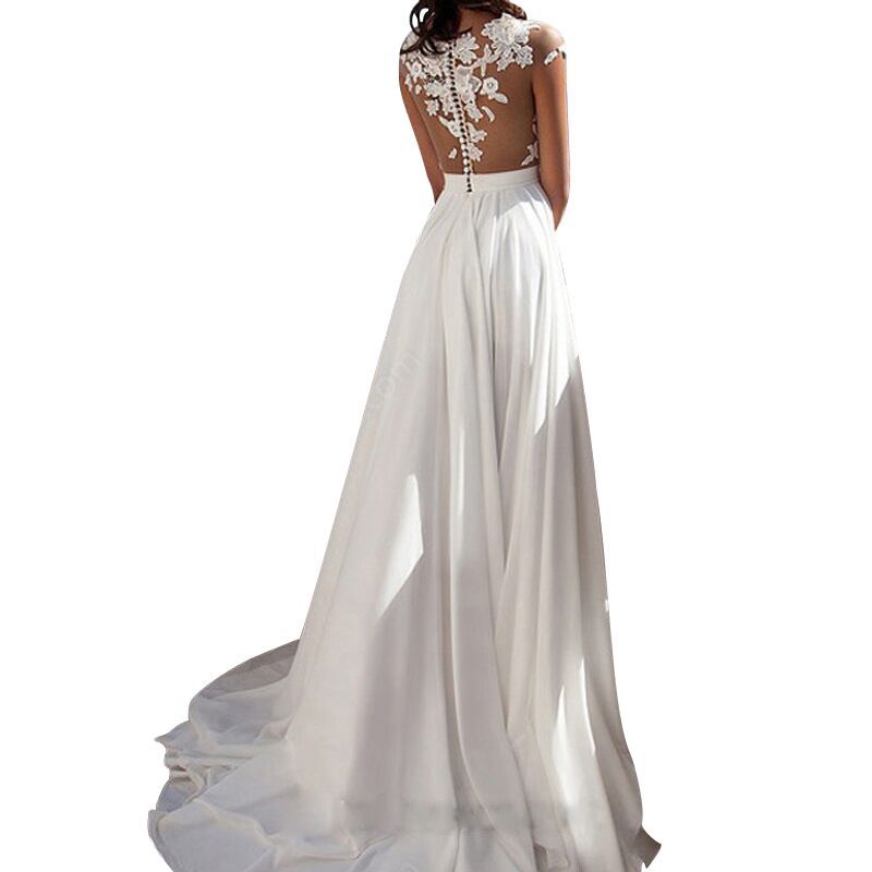 White Lace Split Evening Dress