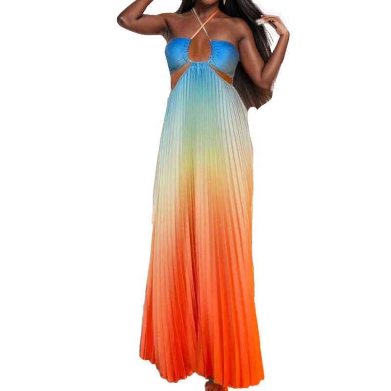 Gradient Open-Back Resort Maxi Dress