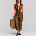 High-Waist Wide-Leg Lace-Up Jumpsuit