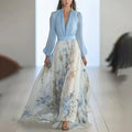 Puff Sleeve Lace-Up Maxi Dress
