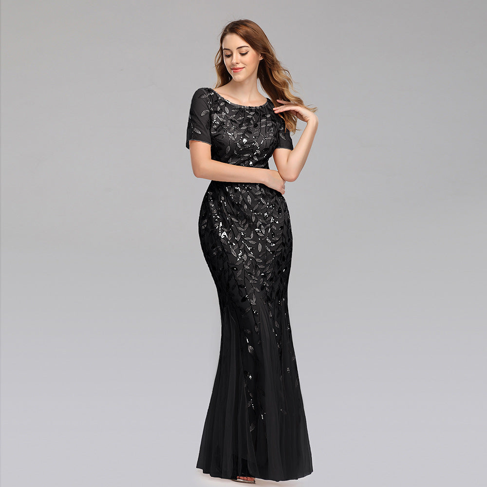 Lace Embroidered Evening Dress