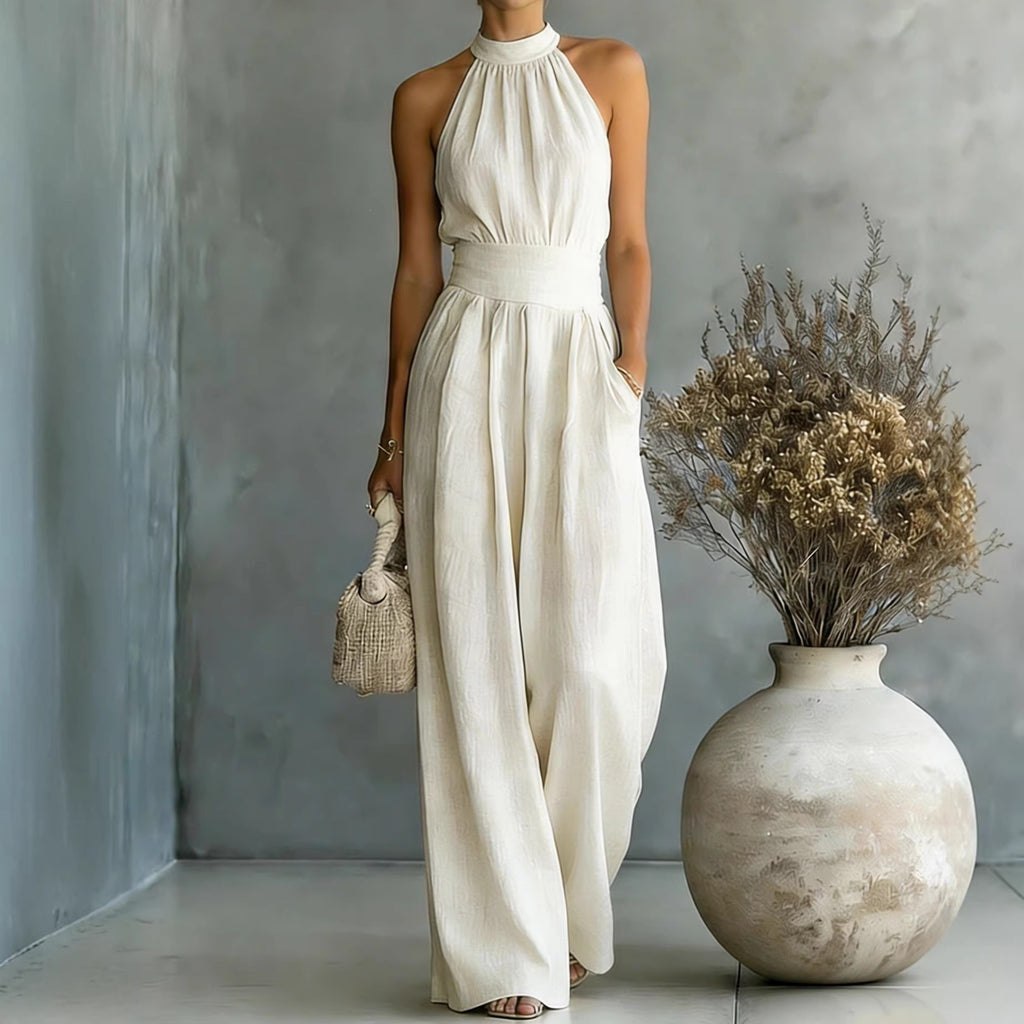 Sleeveless Halter Loose Jumpsuit