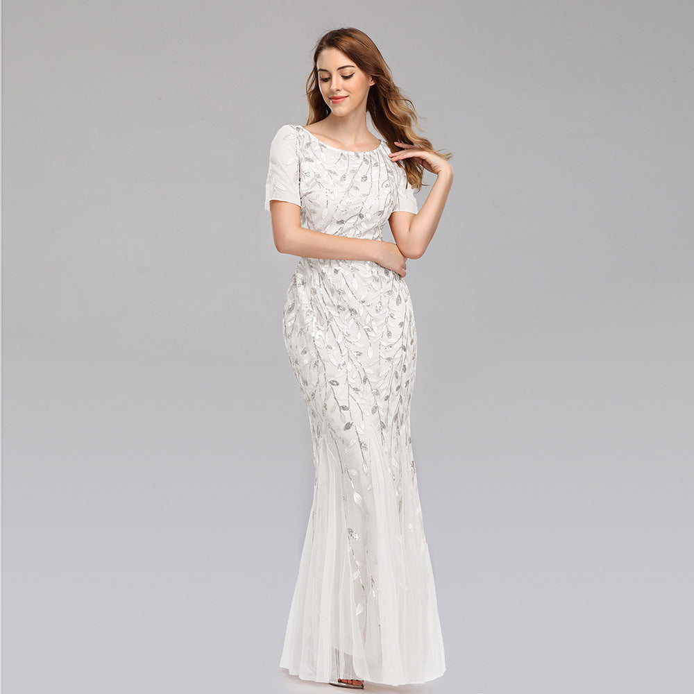 Lace Embroidered Evening Dress