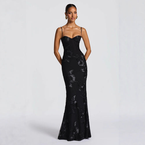 Elegant Floral Backless Long Dress for Women
