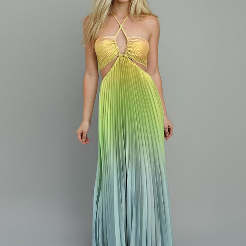 Gradient Open-Back Resort Maxi Dress