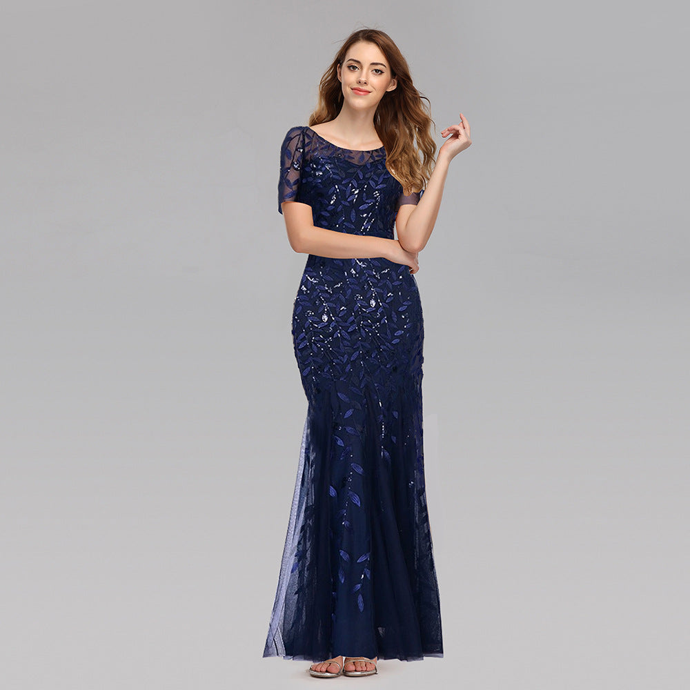 Lace Embroidered Evening Dress