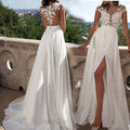 White Lace Split Evening Dress