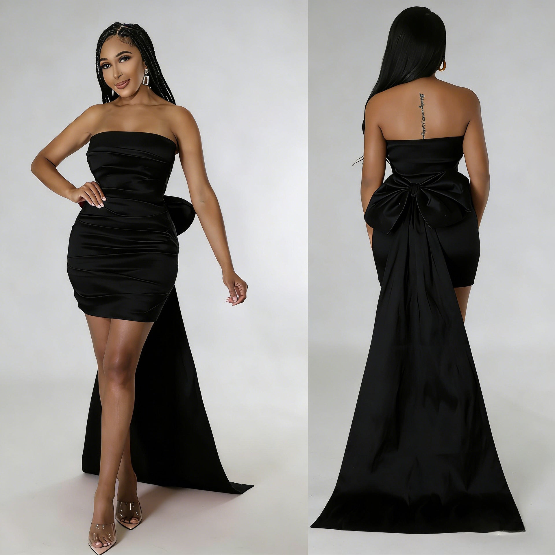 Sleeveless Bow-Tie Bodycon Mini Dress