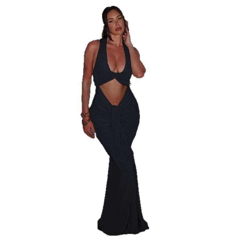Sheer Halterneck Bodycon Midi Dress