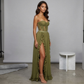 Eightree Sexy Green Beach Prom Dresses Chiffon Night Sweetheart Side Slits Party Gowns Formal Occasion Dress Gown Customized