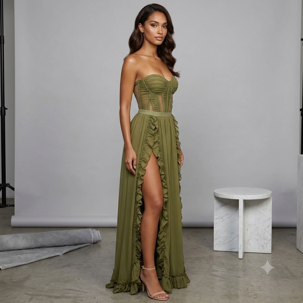 Eightree Sexy Green Beach Prom Dresses Chiffon Night Sweetheart Side Slits Party Gowns Formal Occasion Dress Gown Customized