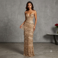 Crystal Beaded Strapless Trumpet Evening Gown – Court Train, Custom