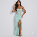 Lace High Slit Corset Back Prom Gown – Floor-Length, Custom