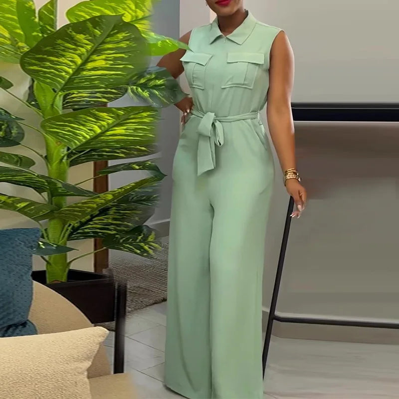 Wide-Leg Cargo Jumpsuit