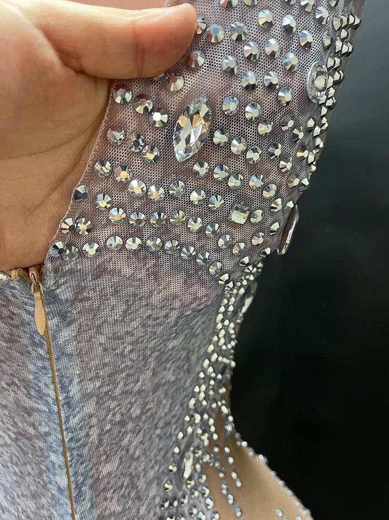 Rhinestone Sleeveless Evening Jumpsuit