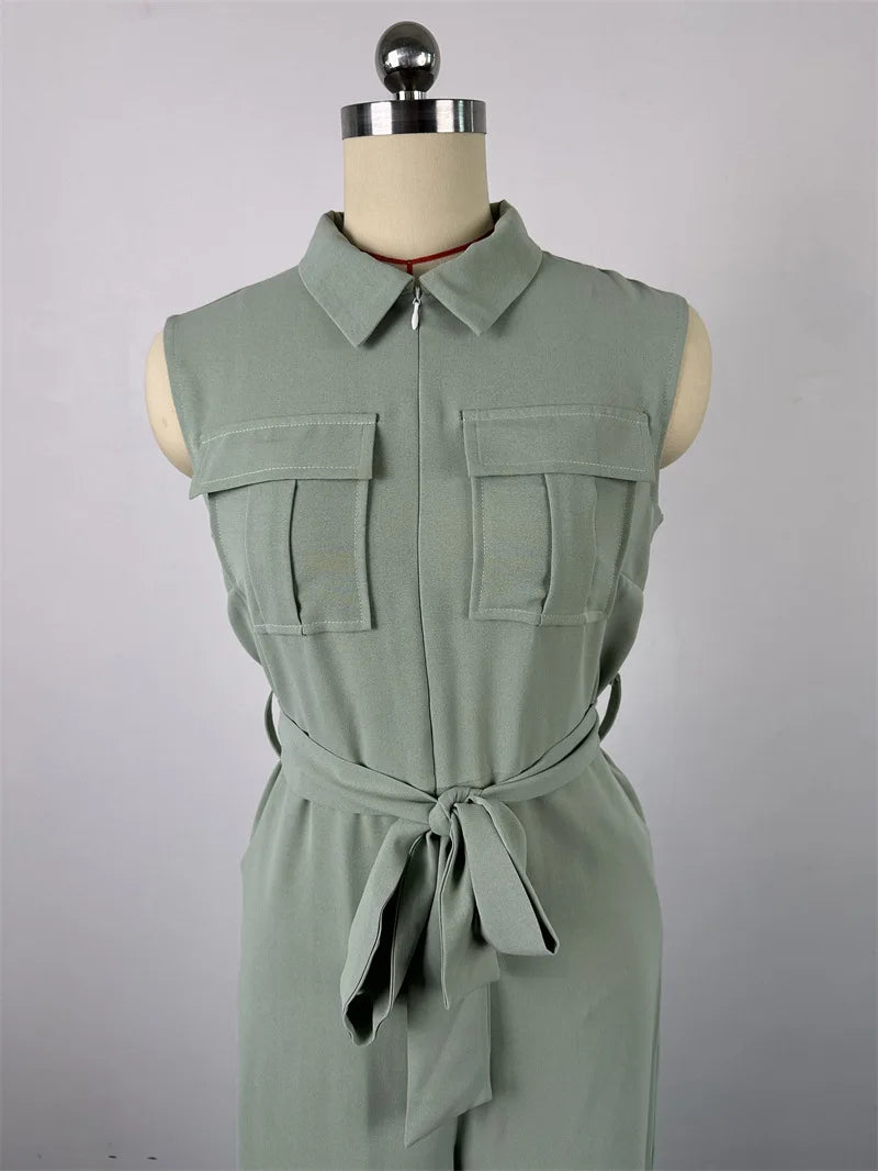 Wide-Leg Cargo Jumpsuit