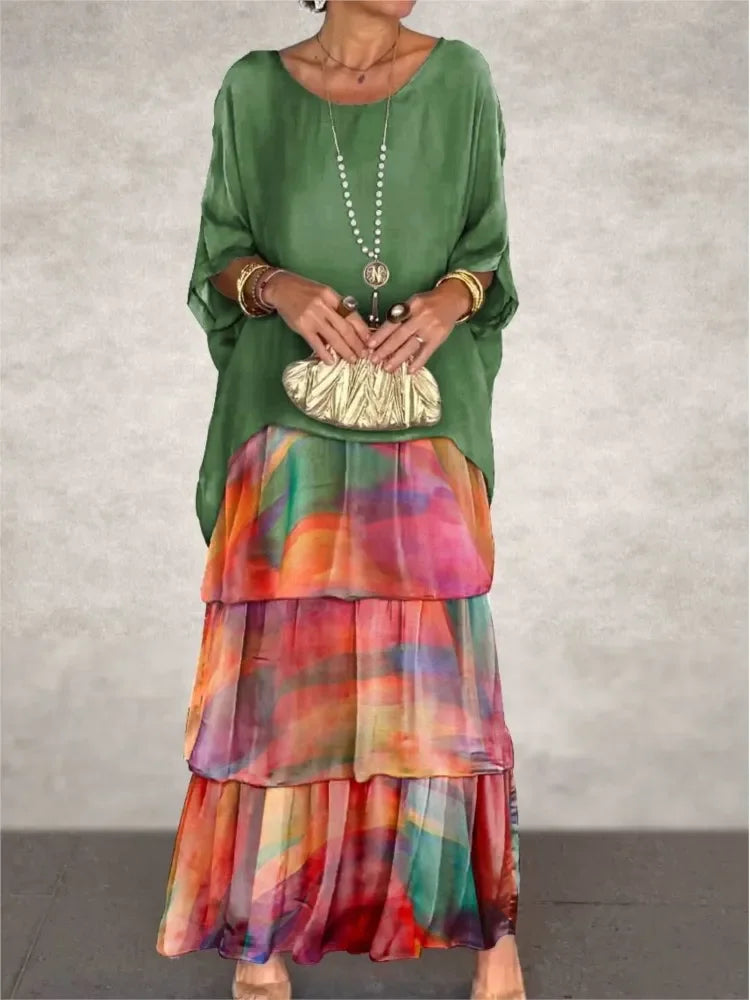 Chiffon Butterfly-Sleeve Maxi Dress