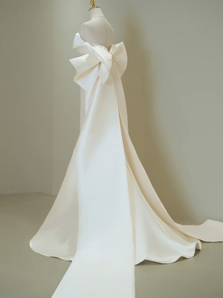 Strapless Satin Fishtail Ball Gown
