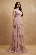 High-Waist A-Line Cake Maxi Dress