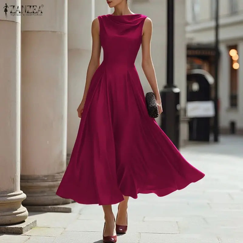 Satin Swing Neck Sundress