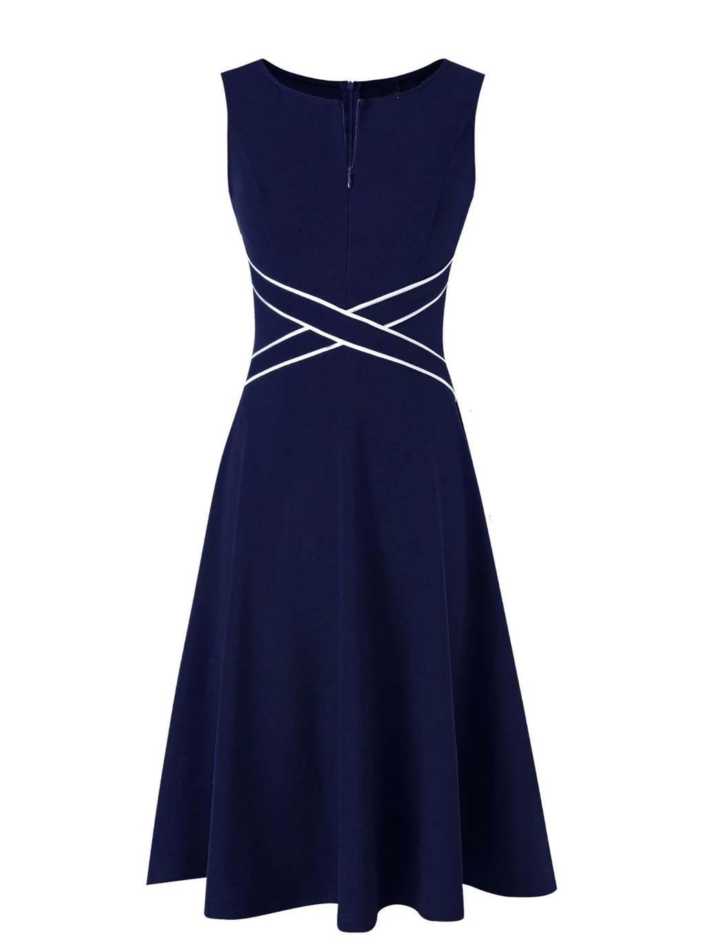 Front Zip Slim Fit & Flare Swing Dress