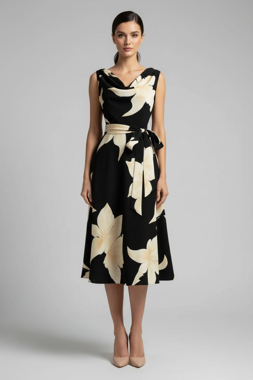Retro Stripe Sash Tie Maxi Dress