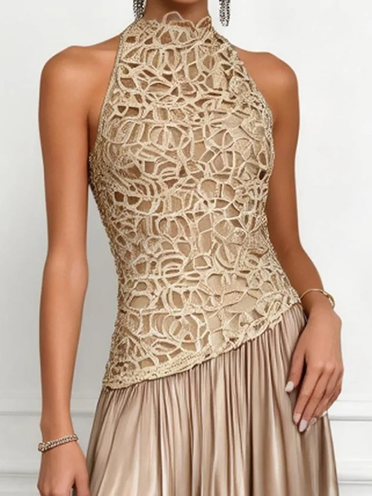 Sleeveless Patchwork Maxi Dress