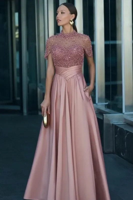 Strapless A-Line Evening Gown – Draped, Ruched, Appliqués, Custom