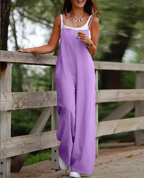 Sleeveless Loose Wide-Leg Jumpsuit Overalls – Oversized S–5XL