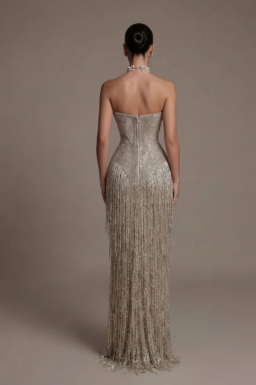 Sequin & Tassel Sweetheart Trumpet Prom Dress – Floor-Length, Custom