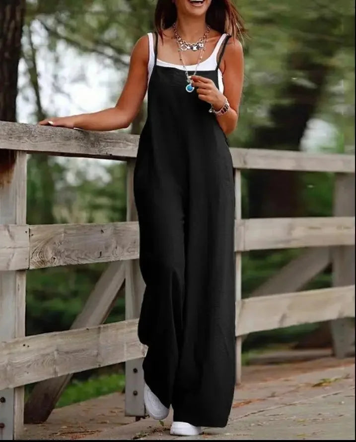 Sleeveless Loose Wide-Leg Jumpsuit Overalls – Oversized S–5XL