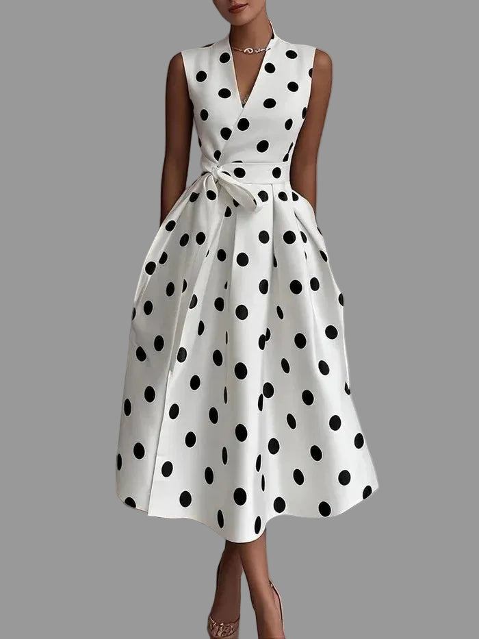Polka Dot V-Neck Wrap Dress
