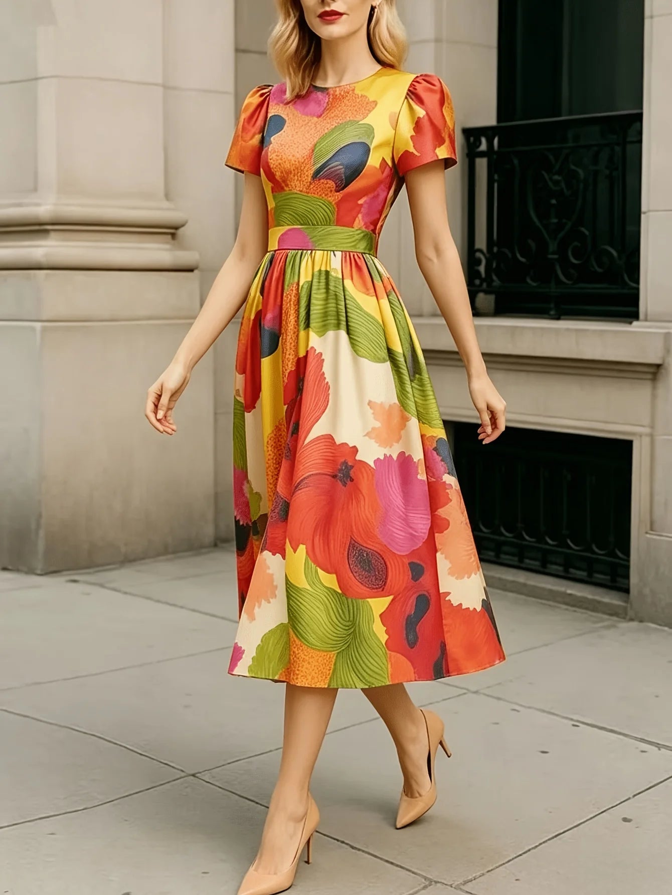Women's New Spring and Summer Printed Daily Beach Vacation Date Dress