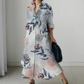 Casual Long Oversized Loose Long Sleeve Shirt Dresses Women's Elegant Repeatable V Neck Holiday Dresses 2023 Autumn