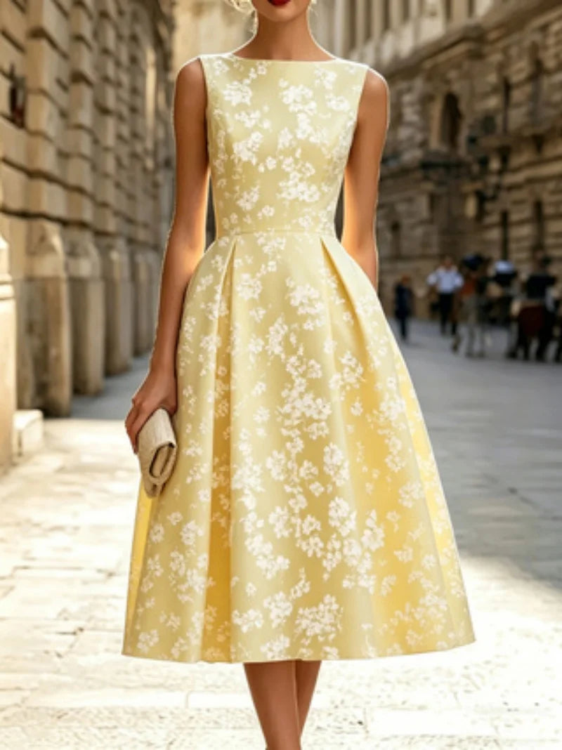 Floral A-Line Midi Dress