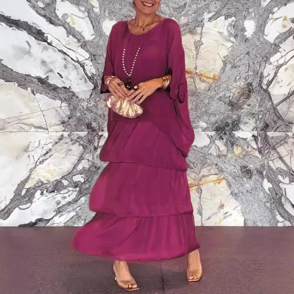 Chiffon Butterfly-Sleeve Maxi Dress