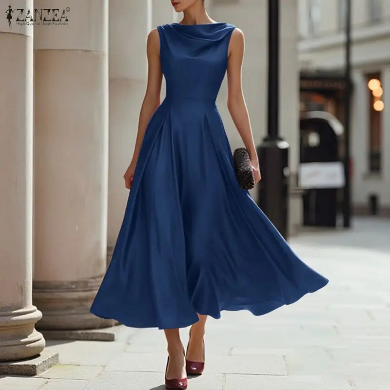 Satin Swing Neck Sundress