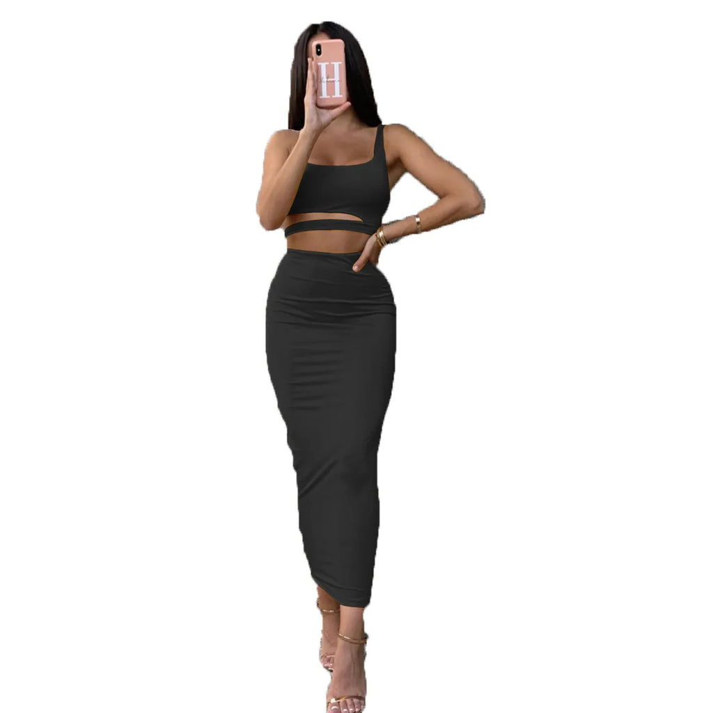 Pleated Hollow-Out Two-Piece Mini Dress